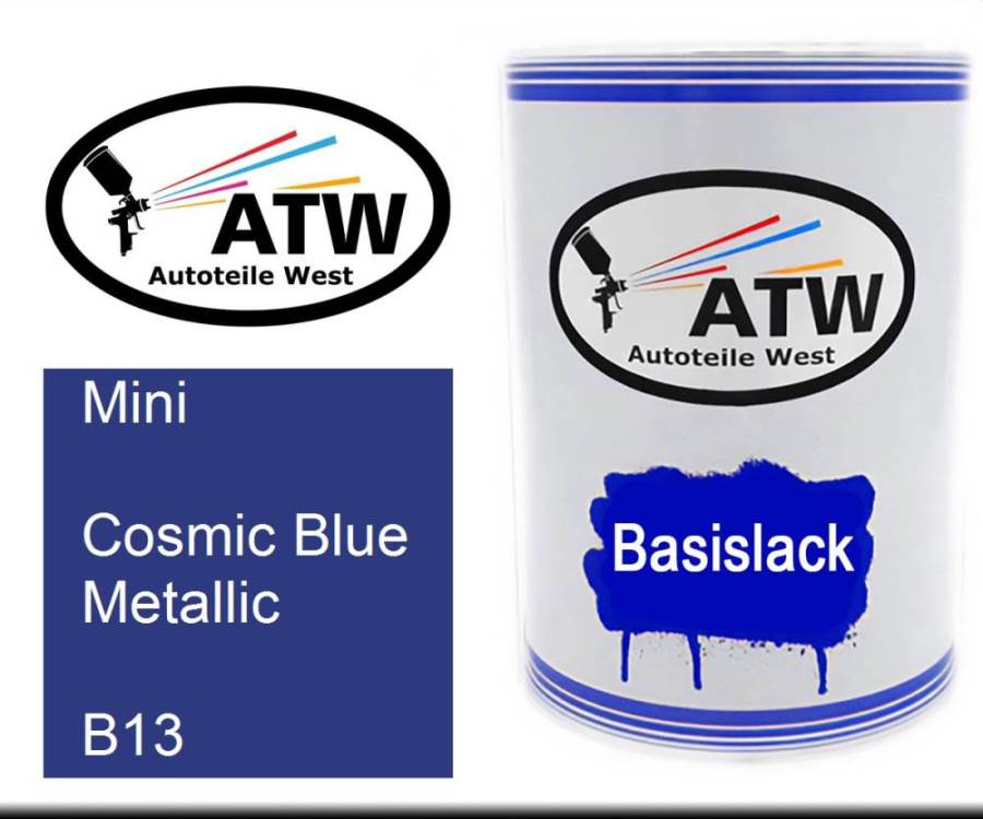 Mini, Cosmic Blue Metallic, B13: 500ml Lackdose, von ATW Autoteile West.